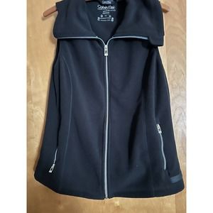 Calvin Klein Performance Black Zip Front Mock Neck Vest Women's Size M